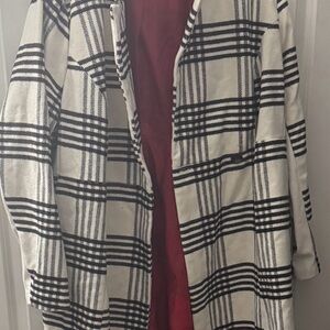 Torrid Black and White Plaid Trench Coat